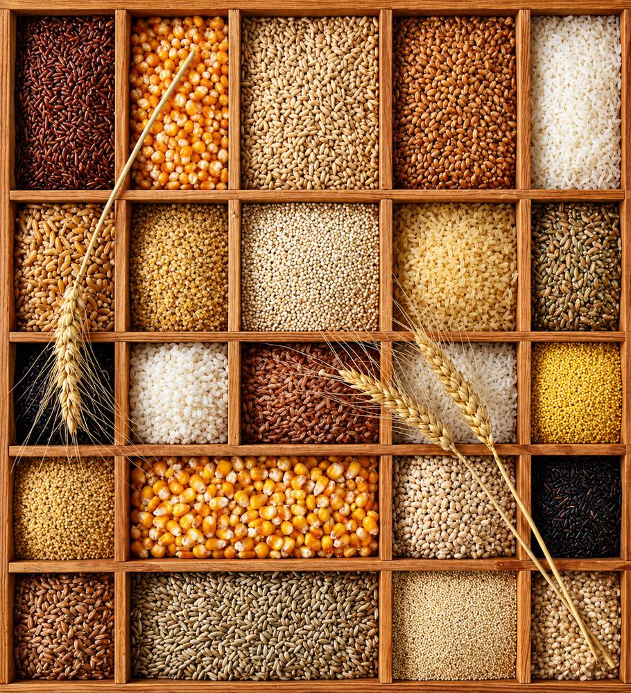Mixed grains and cereals supplied in bulk for mills and factories